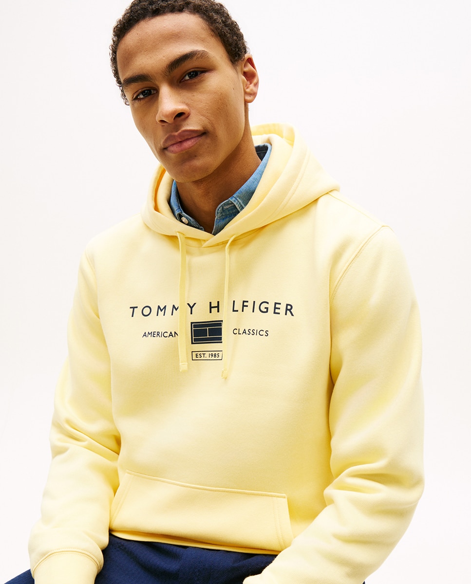 Sweatshirt com Capuz e sem Fecho de Correr Amarelo-3