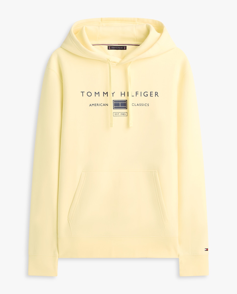 Sweatshirt com Capuz e sem Fecho de Correr Amarelo-4