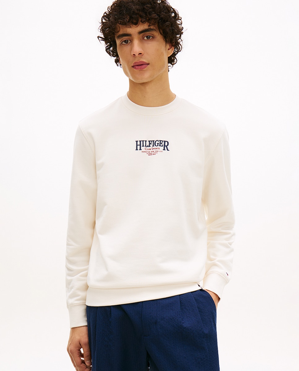 Sweatshirt sem Capuz nem Fecho de Correr Branco-1