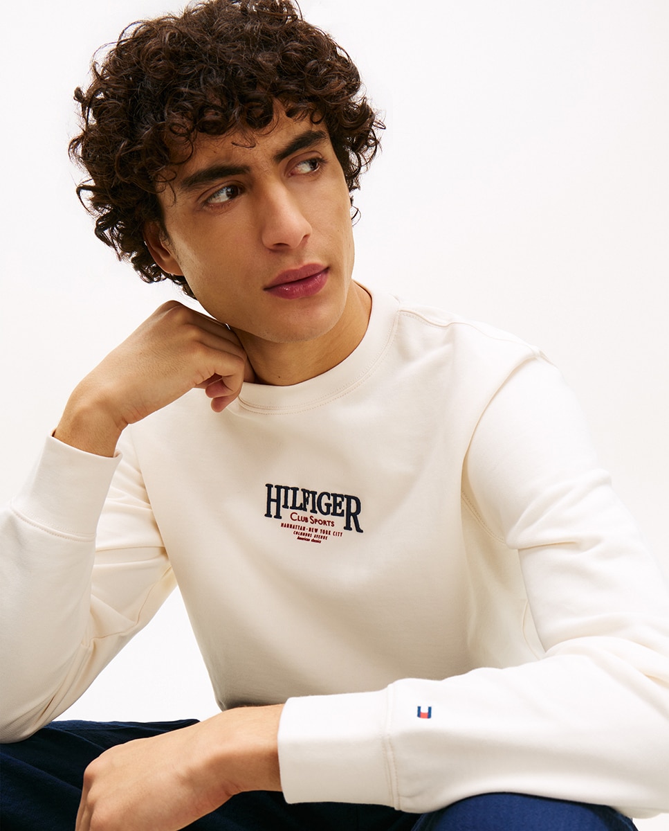Sweatshirt sem Capuz nem Fecho de Correr Branco-3