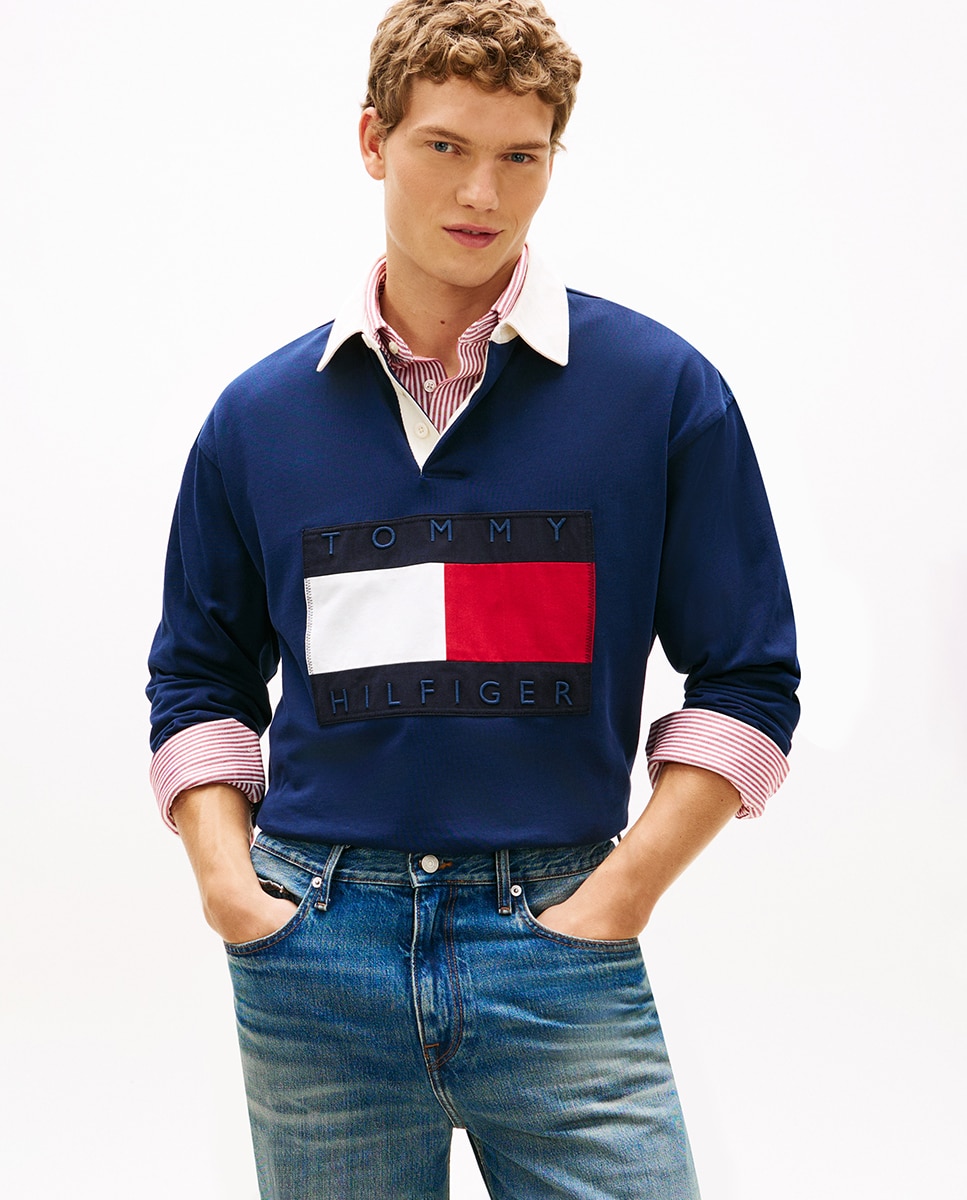 Sweatshirt Tipo Polo Rugby Azul-marinho-1
