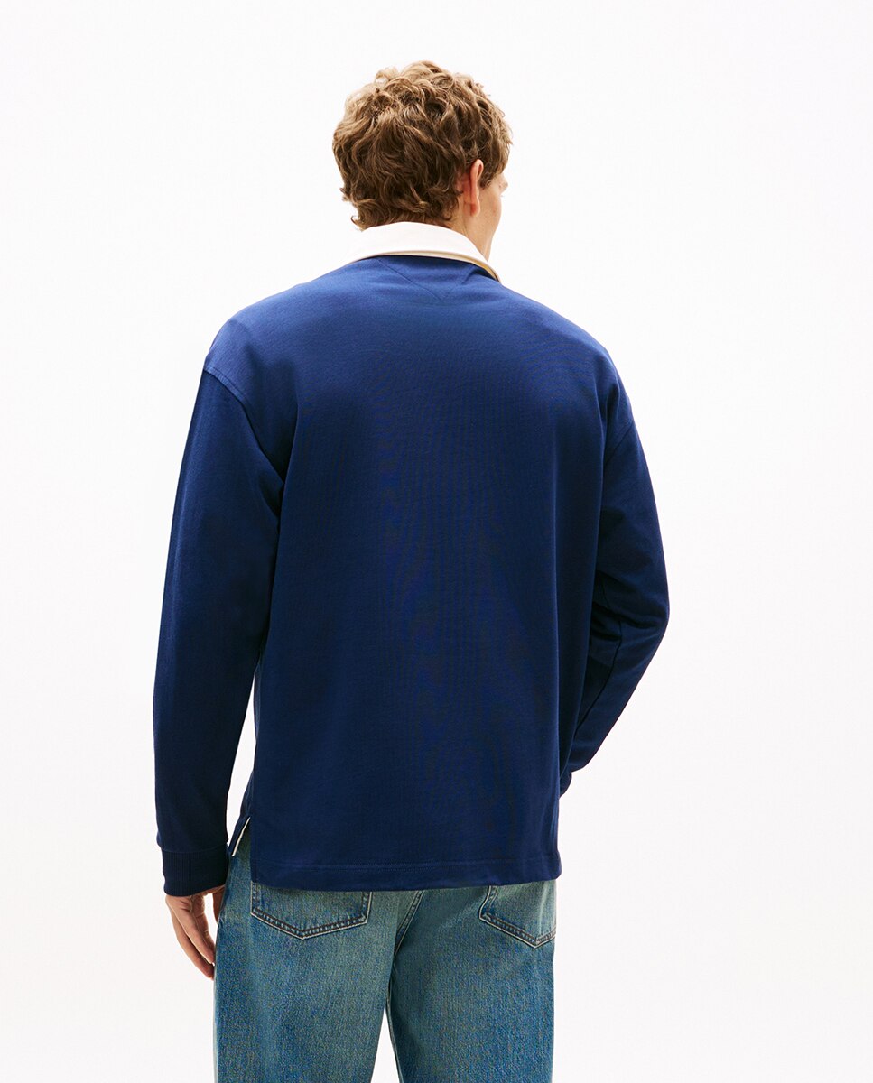 Sweatshirt Tipo Polo Rugby Azul-marinho-2