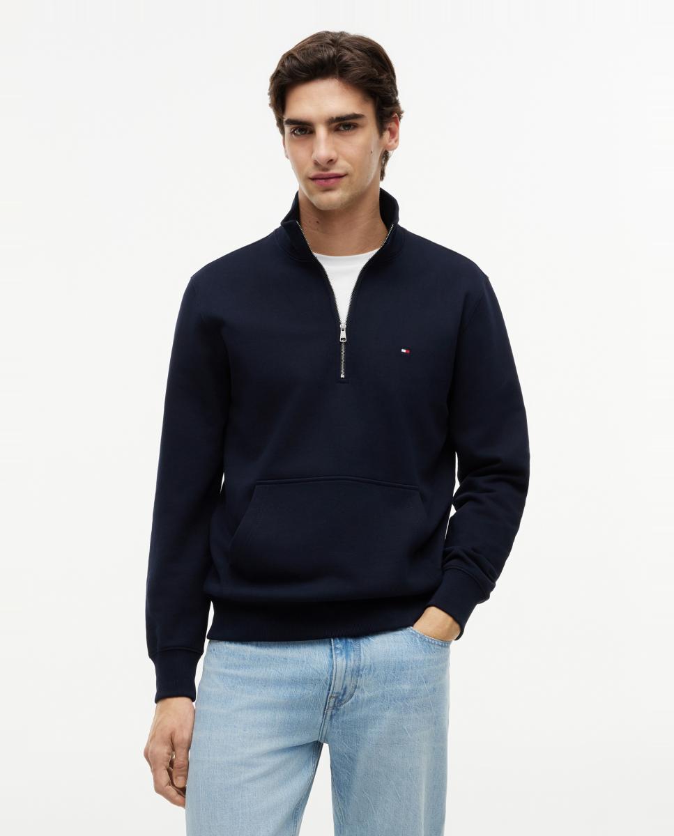 Sudadera de caballero sin capucha y con cierre de media cremallera - Tommy Hilfiger - Azul marino Azul marino-1