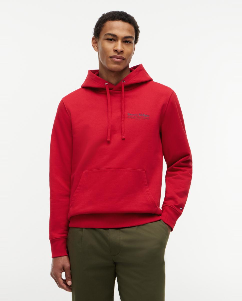 Tommy Hilfiger - Sudadera de caballero con capucha y branding impreso.