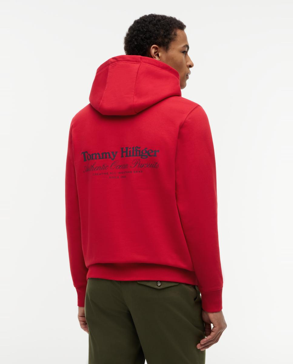 Sweatshirt com Capuz e Branding Impresso Vermelho-2