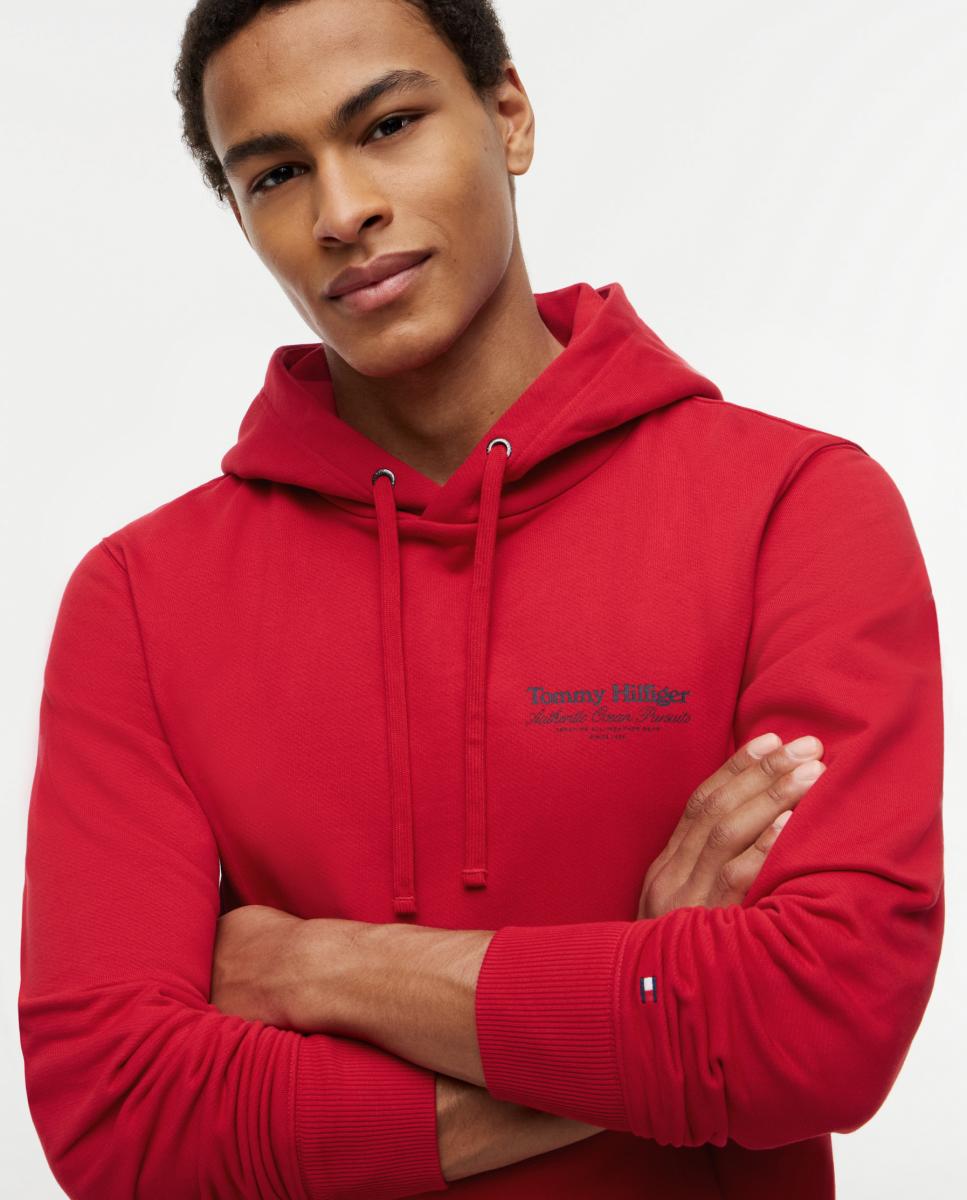 Sweatshirt com Capuz e Branding Impresso Vermelho-3