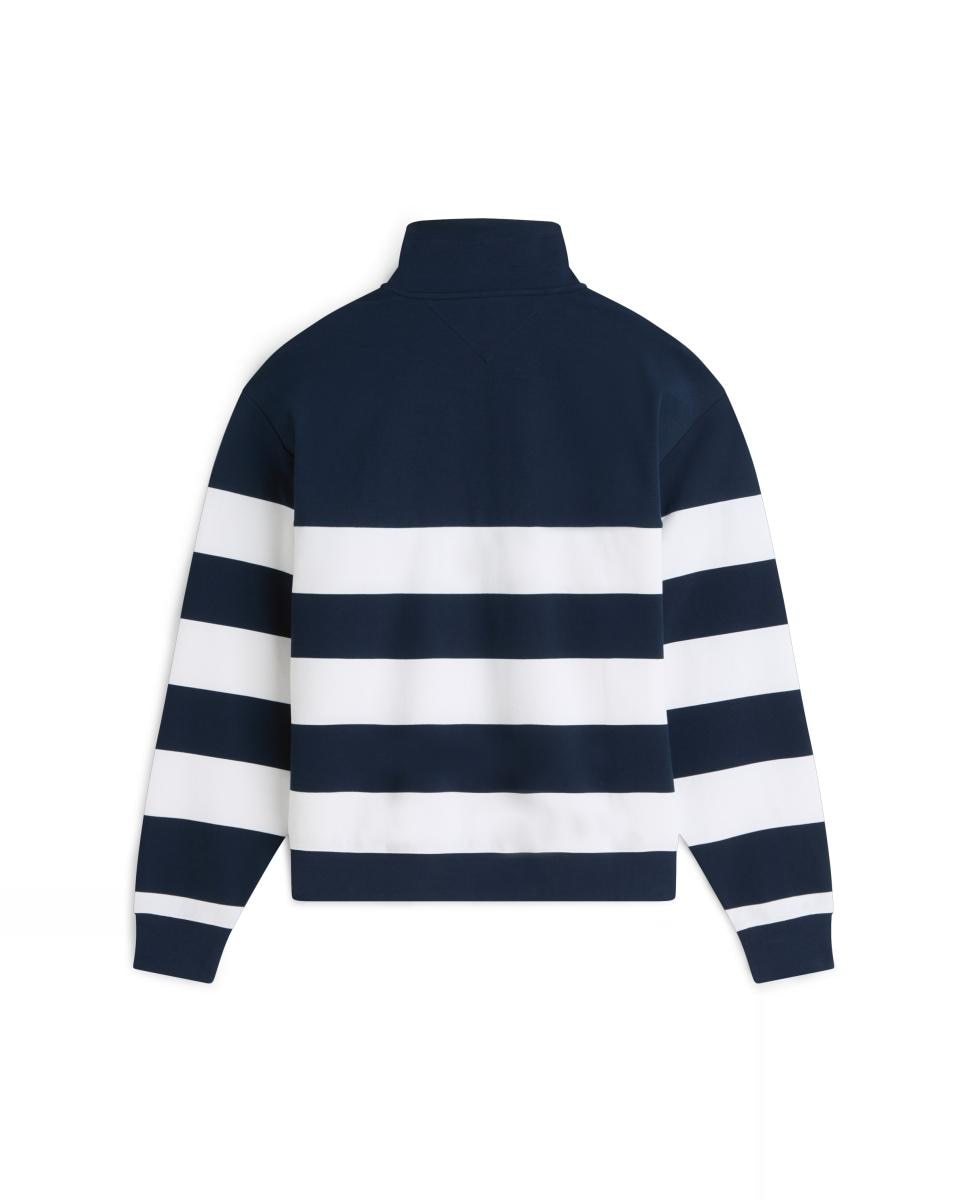 Sweatshirt Estampada com Meio Fecho de Correr Azul-marinho-5