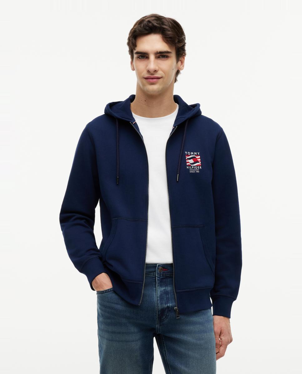 Tommy Hilfiger - Sudadera de caballero con cremallera y capucha.
