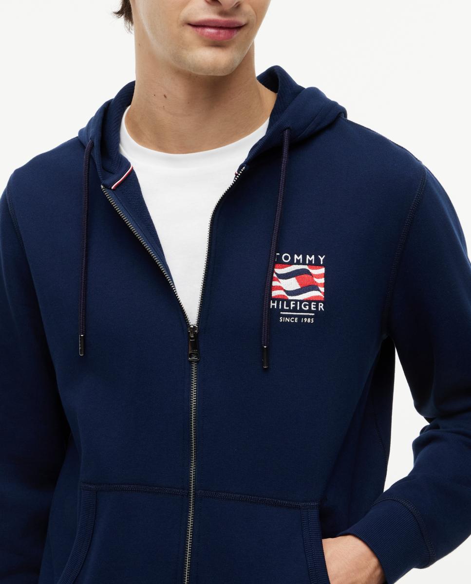 Sudadera de caballero con cremallera y capucha - Tommy Hilfiger - Azul marino Azul marino-3