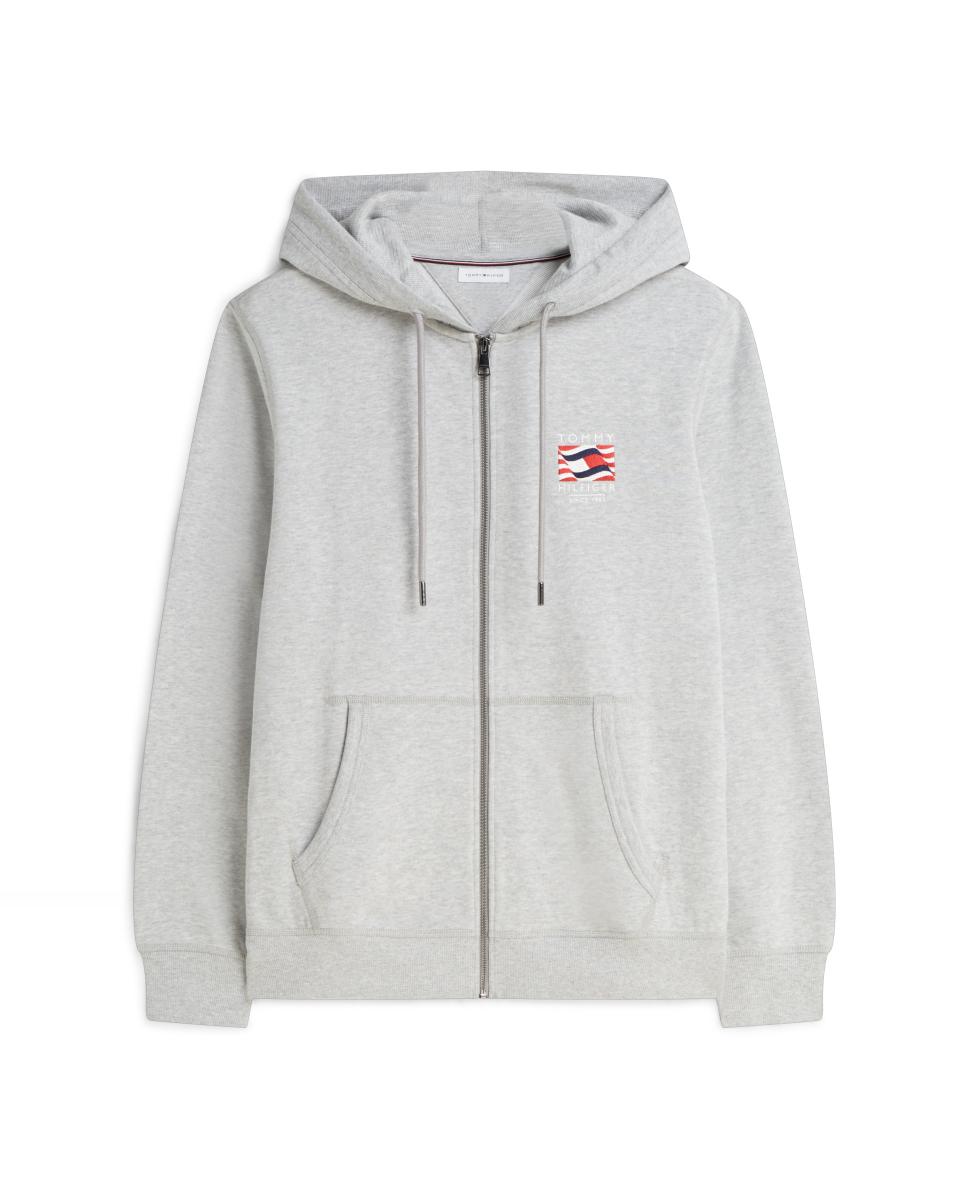 Sweatshirt com Fecho de Correr e Capuz Cinzento-4