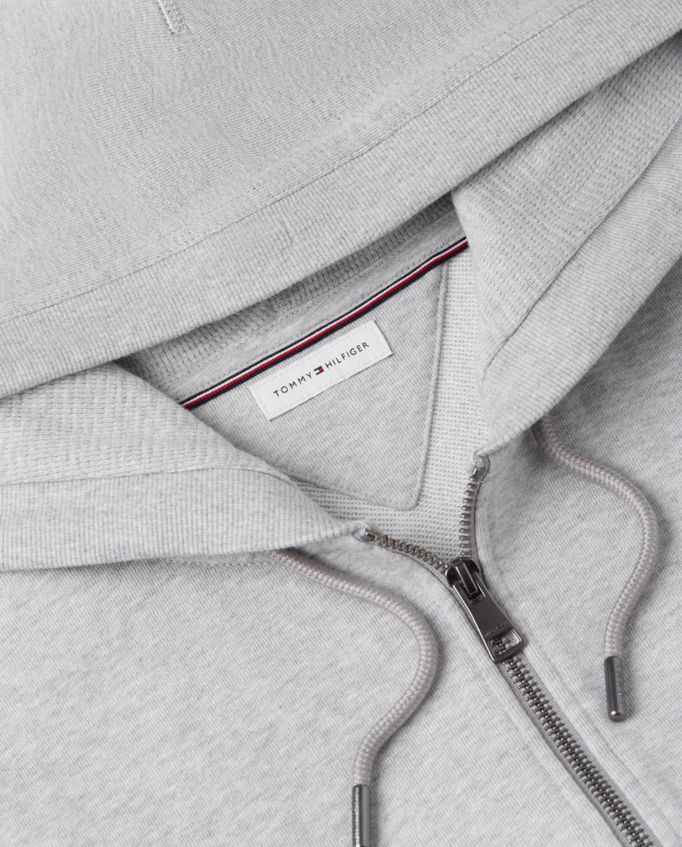 Sweatshirt com Fecho de Correr e Capuz Cinzento-6