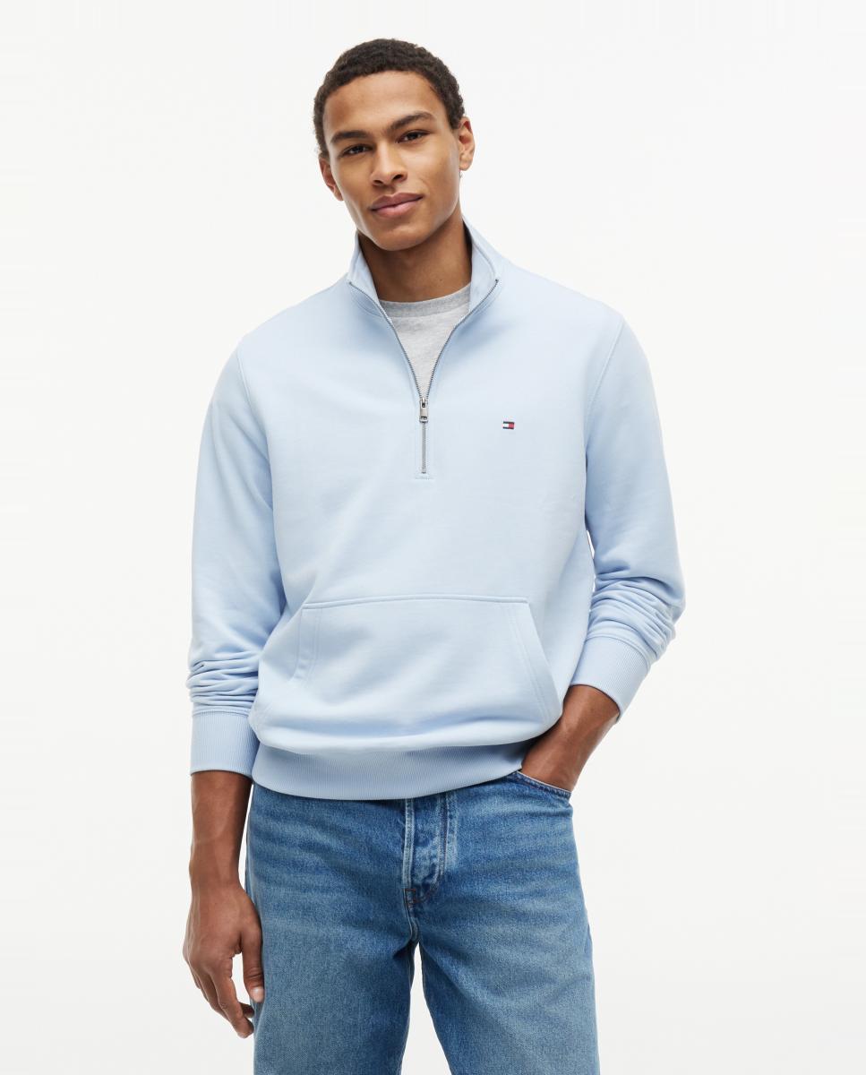 Sudadera de caballero sin capucha y con cierre de media cremallera - Tommy Hilfiger - Azul celeste Azul celeste-1