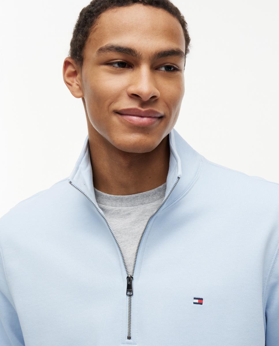 Sudadera de caballero sin capucha y con cierre de media cremallera - Tommy Hilfiger - Azul celeste Azul celeste-3
