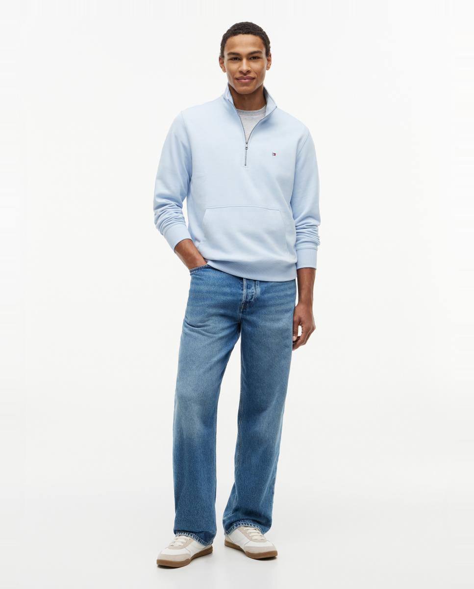 Sudadera de caballero sin capucha y con cierre de media cremallera - Tommy Hilfiger - Azul celeste Azul celeste-7