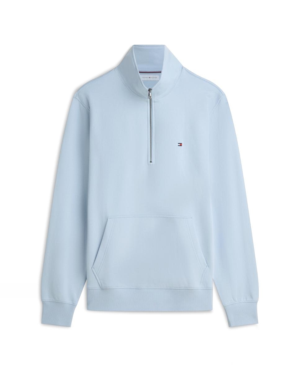 Sudadera de caballero sin capucha y con cierre de media cremallera - Tommy Hilfiger - Azul celeste Azul celeste-4