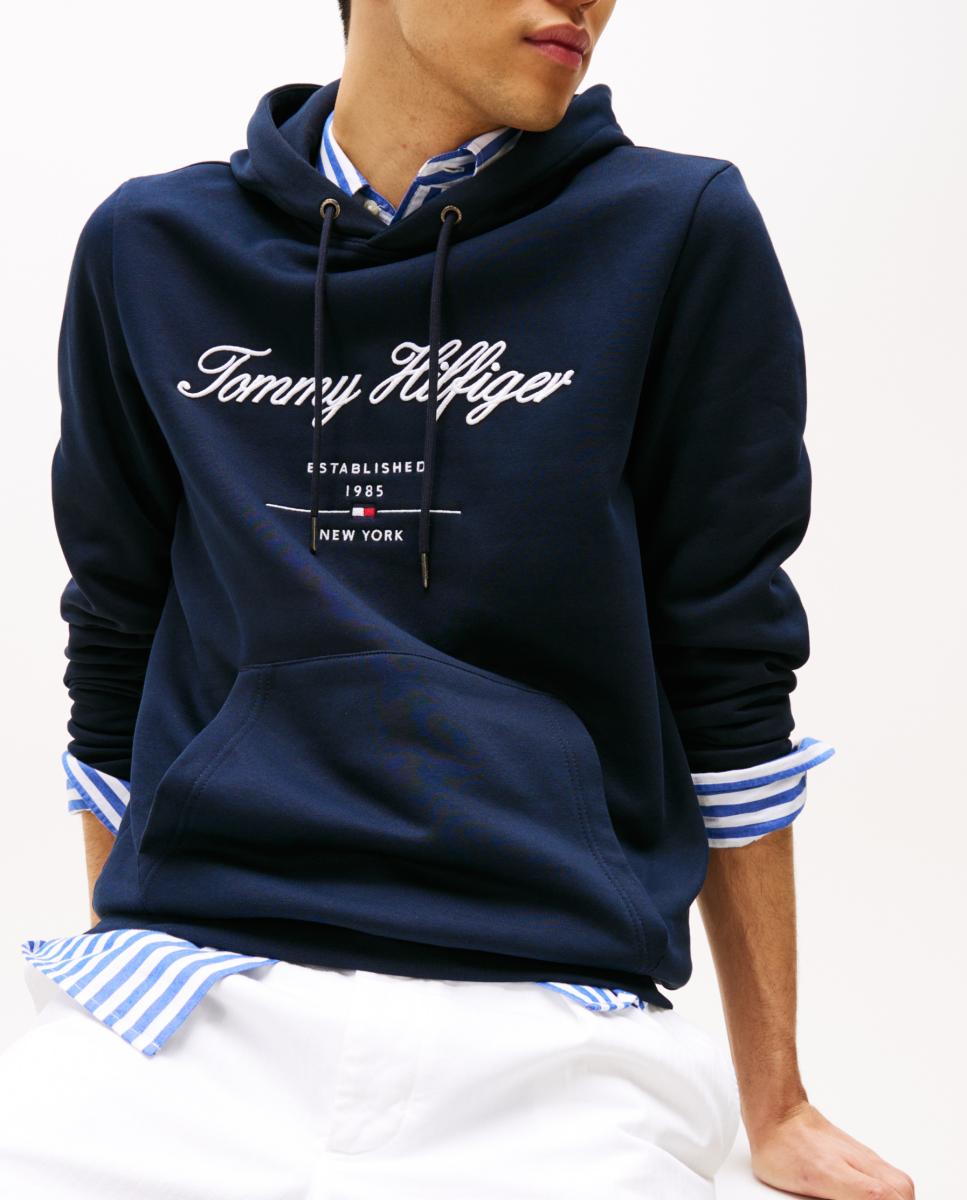 Sweatshirt com Capuz e Branding Bordado Azul-marinho-3