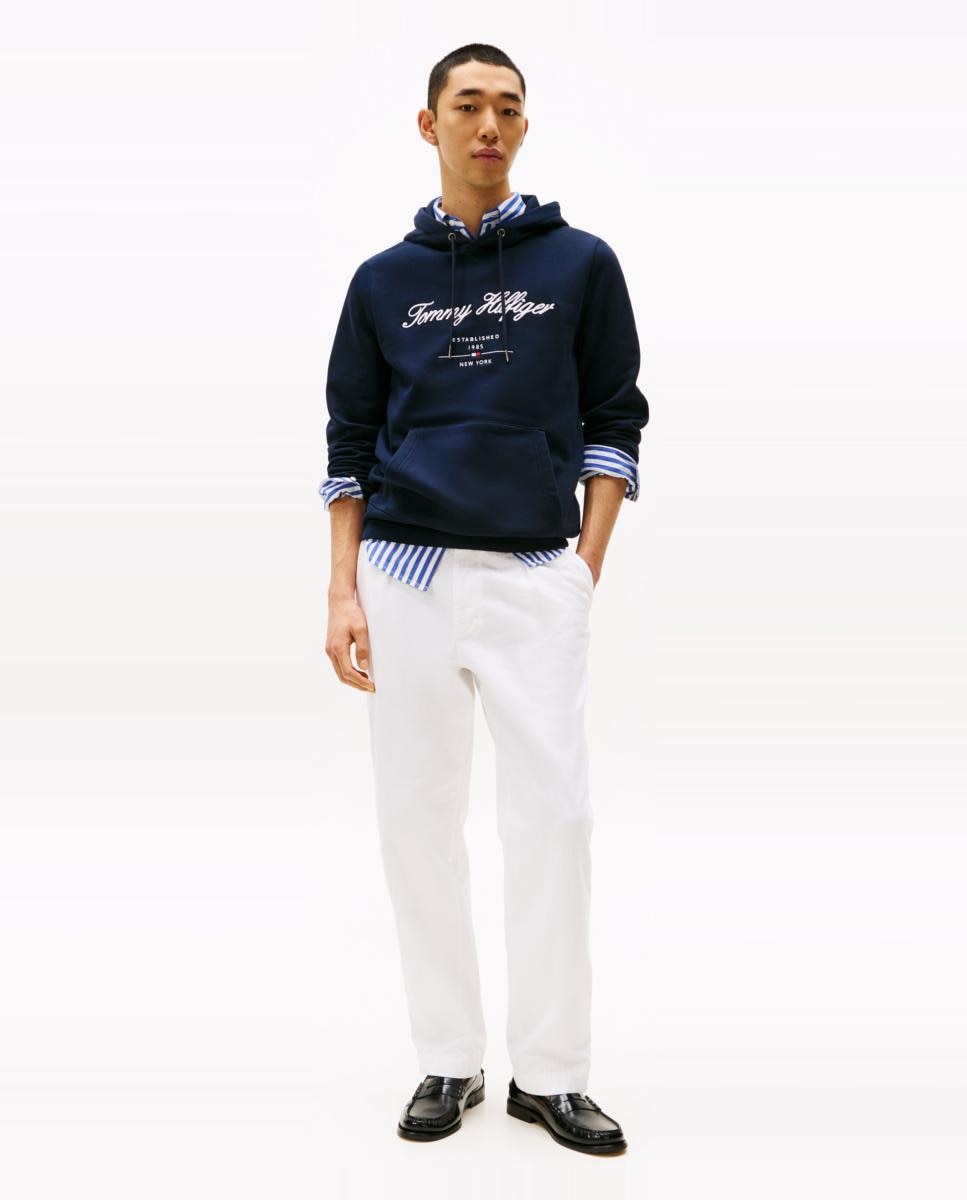Sweatshirt com Capuz e Branding Bordado Azul-marinho-7