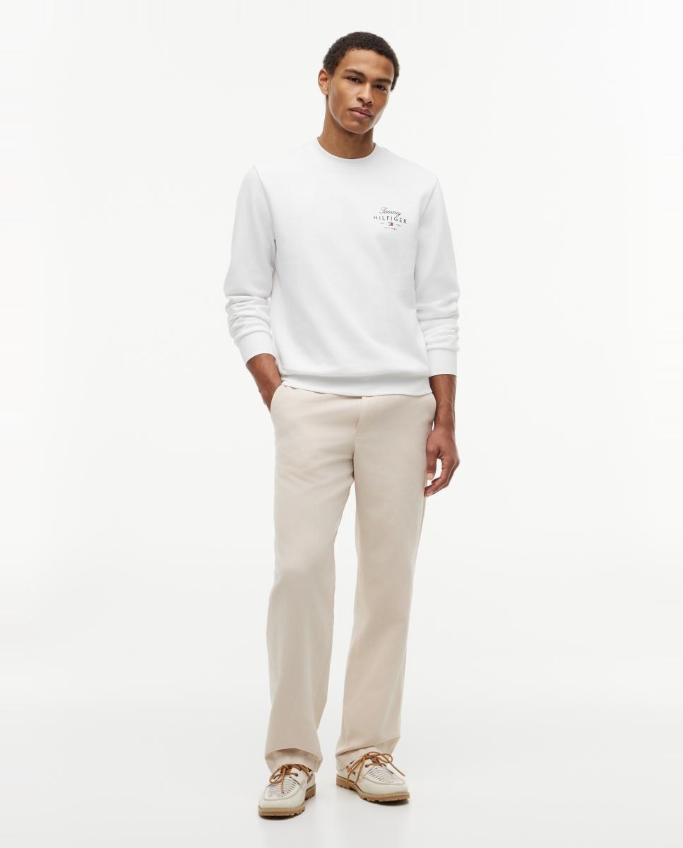 Sweatshirt com Gola Redonda Branco-7