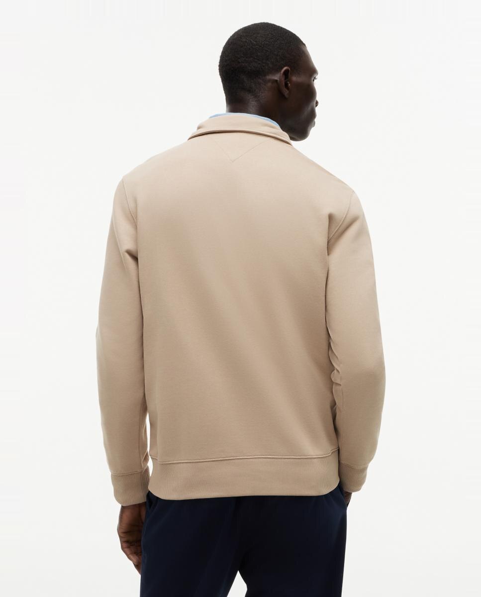 Sweatshirt sem Capuz com Meio Fecho de Correr Bege-2