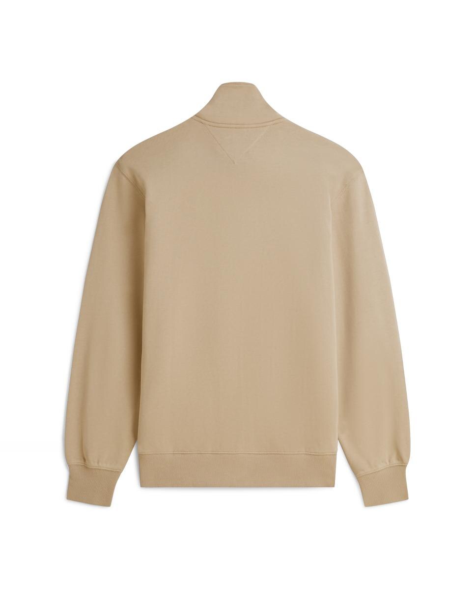 Sweatshirt sem Capuz com Meio Fecho de Correr Bege-5