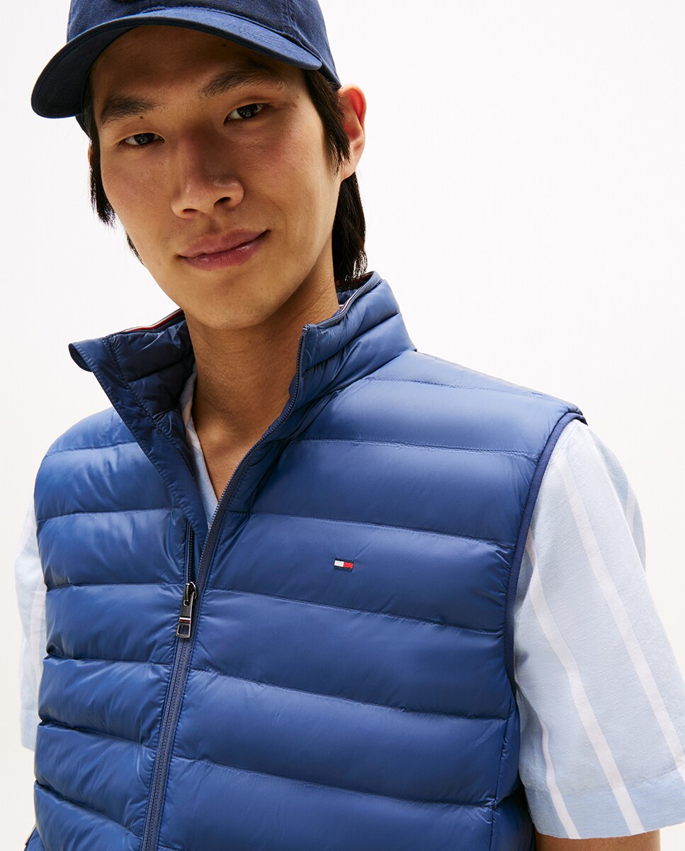 Colete Acolchoado com Fecho de Correr e Bolsos Laterais Azul-índigo-3