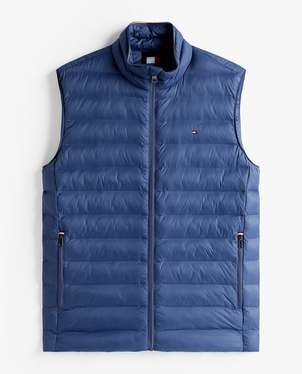 Colete Acolchoado com Fecho de Correr e Bolsos Laterais Azul-índigo-4