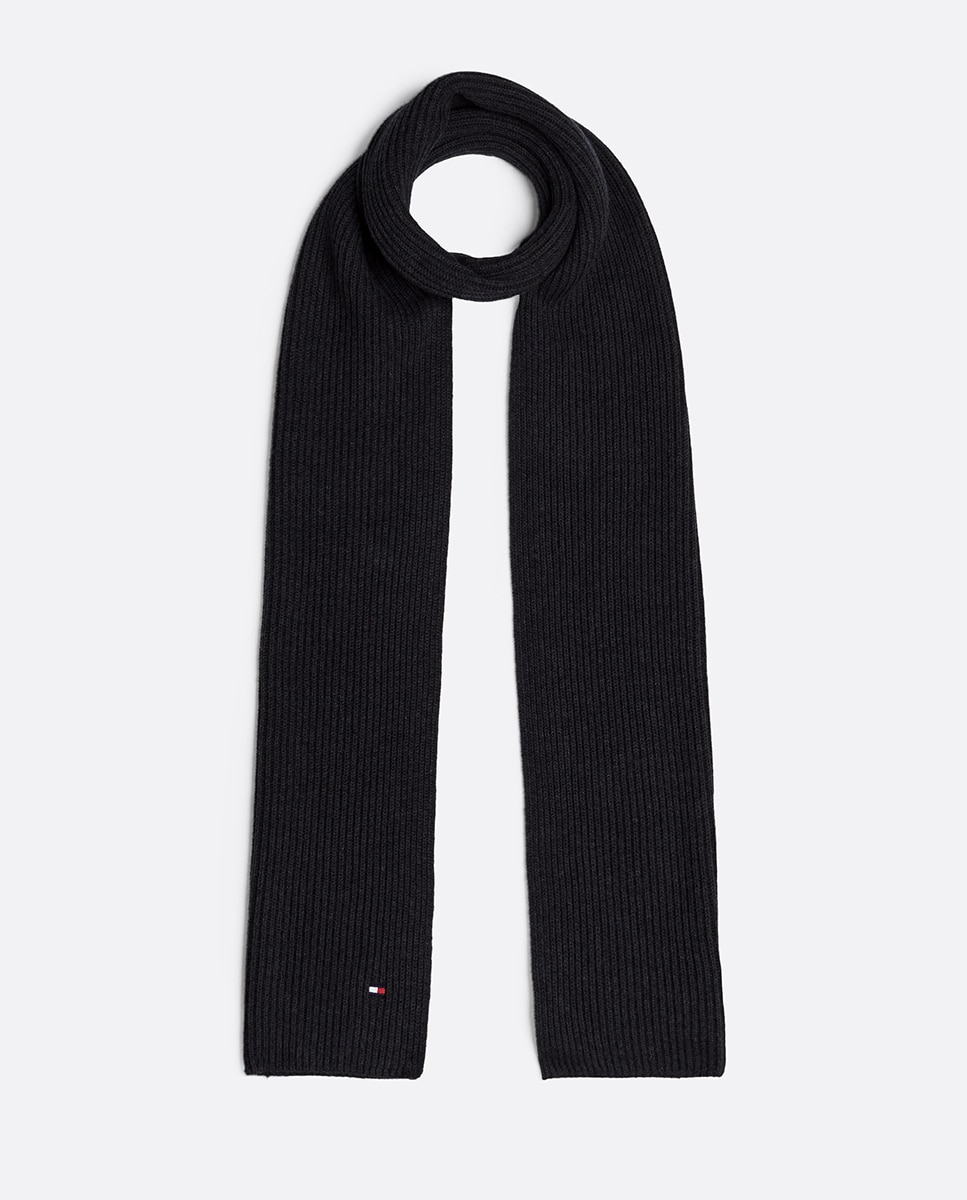 Cachecol Canelado Liso Cinzento-escuro-1