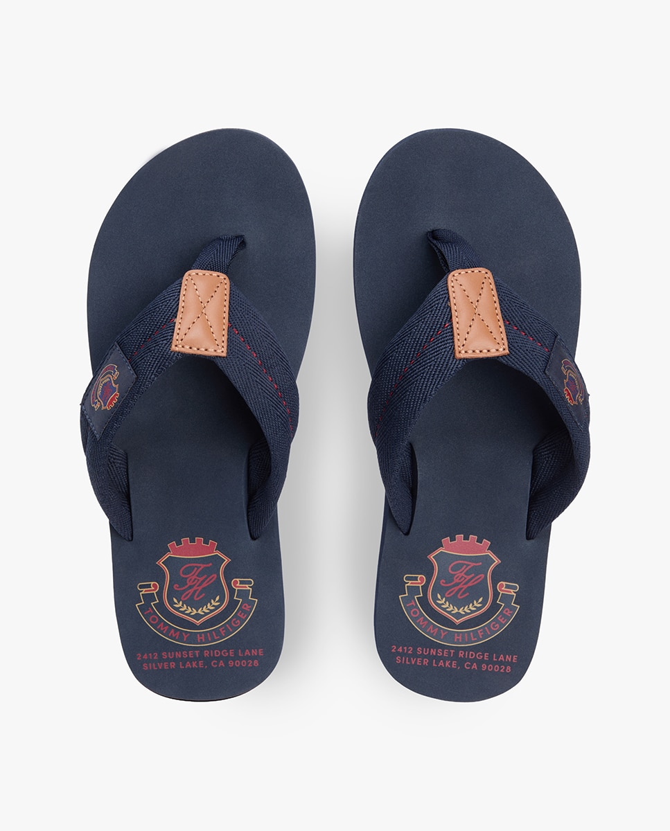 Chinelos com Tira de Tecido e Sola da Marca Azul-marinho-6