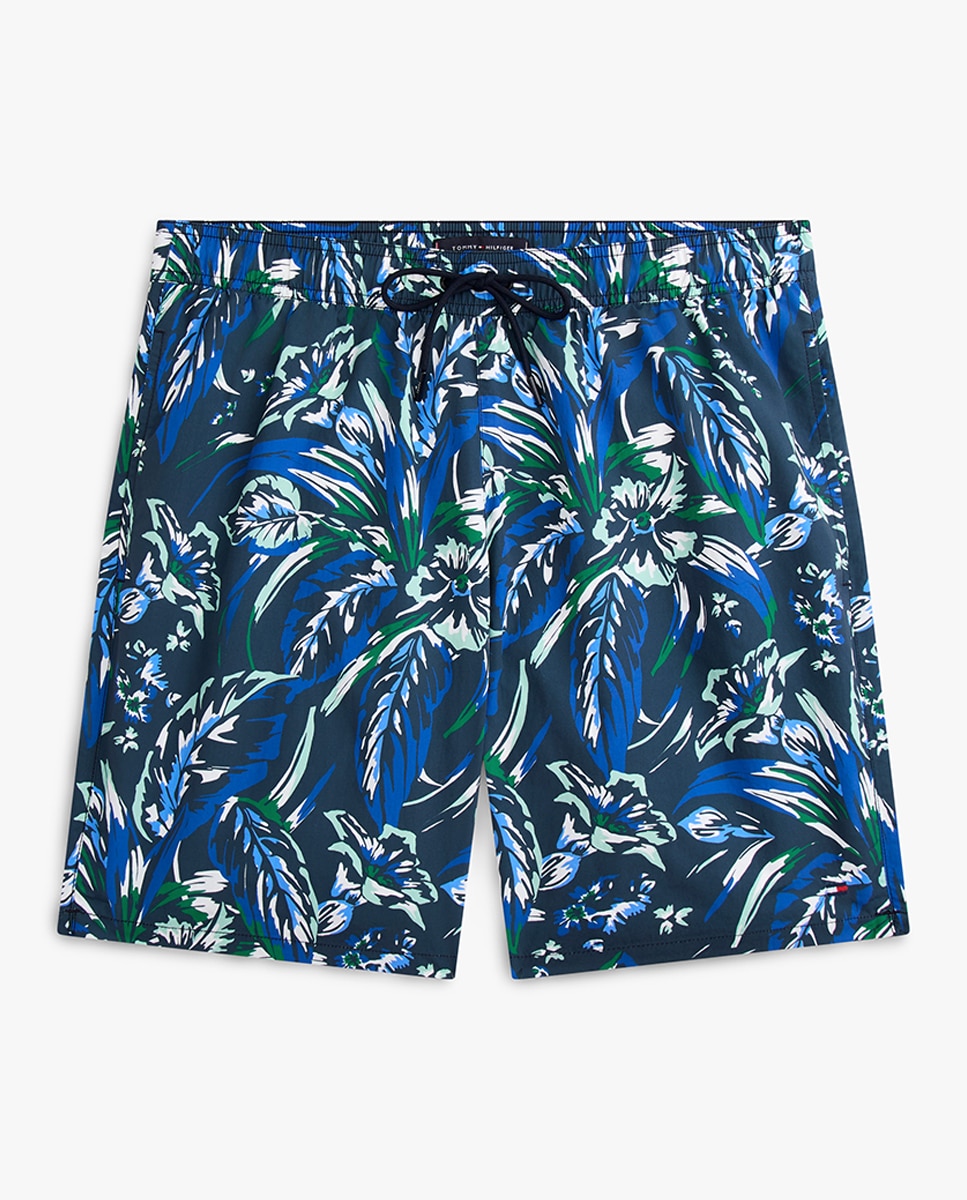 Calções de Banho Estampados com Cintura Ajustável Azul-marinho-4
