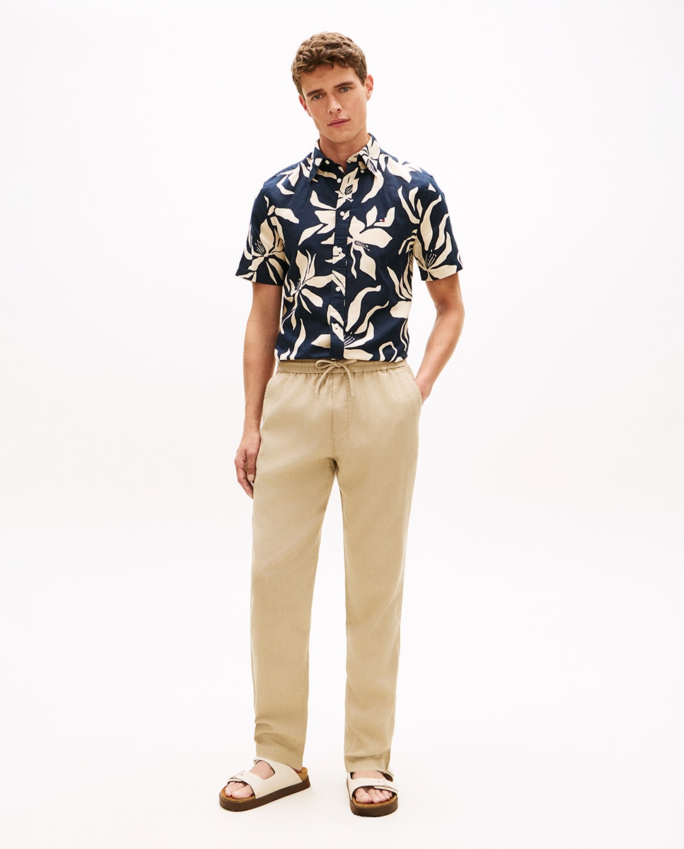Tommy Hilfiger - Pantalón de caballero elaborado en mezcla de lino fit tapered Harlem.