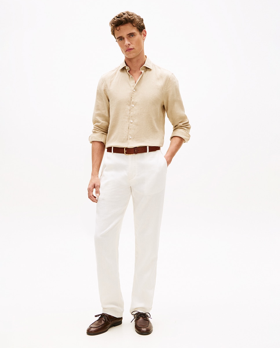 Tommy Hilfiger - Pantalón de caballero elaborado en mezcla de lino fit recto Denton.