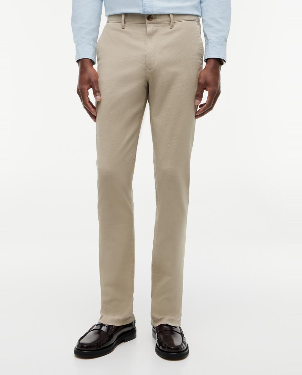 Calças Skinny Fit com Estrutura Bege-2