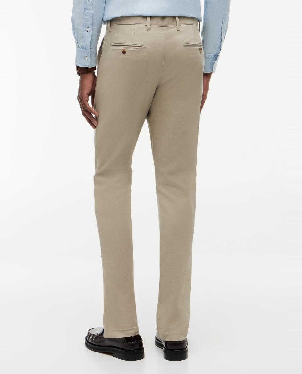 Calças Skinny Fit com Estrutura Bege-3