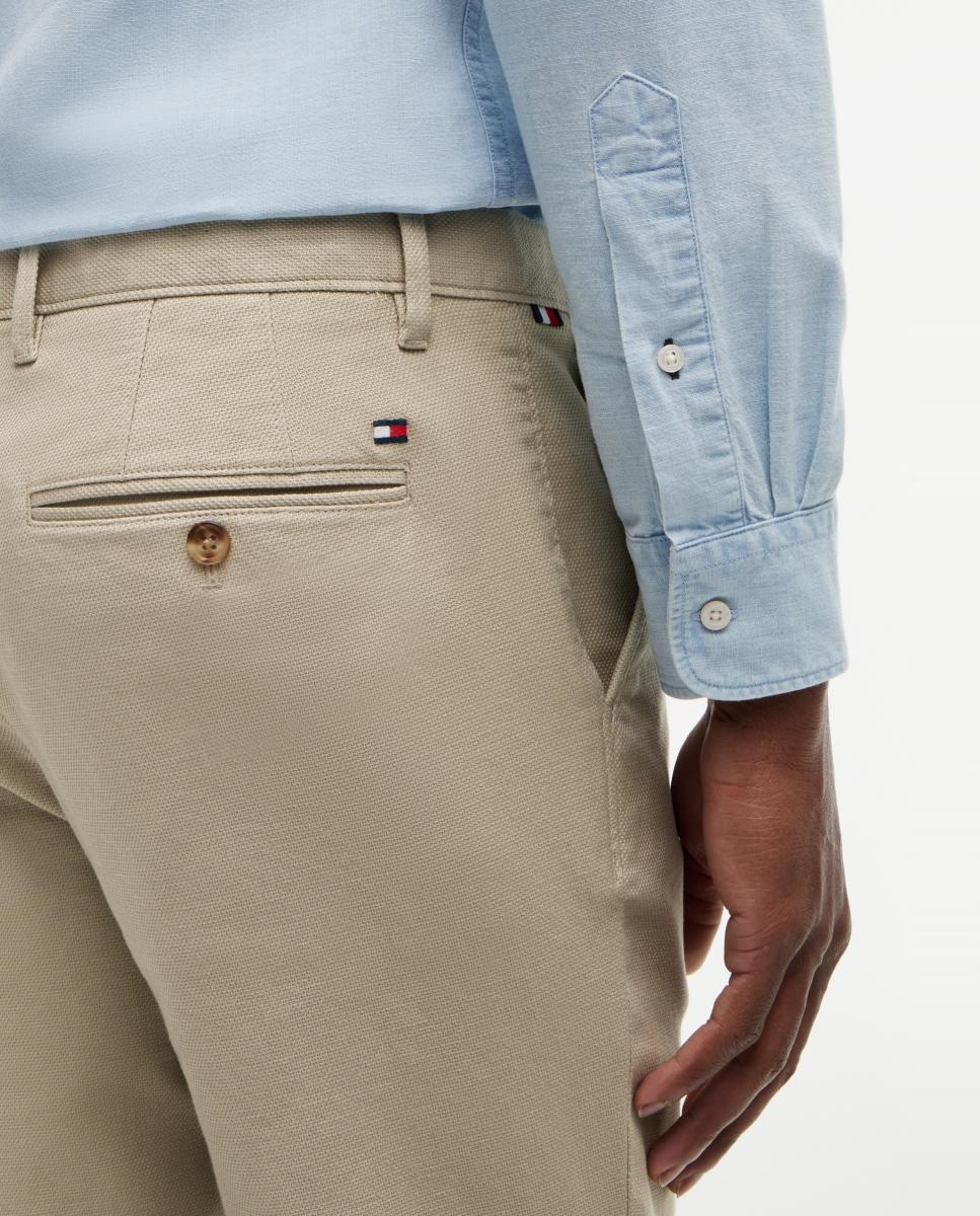 Calças Skinny Fit com Estrutura Bege-4