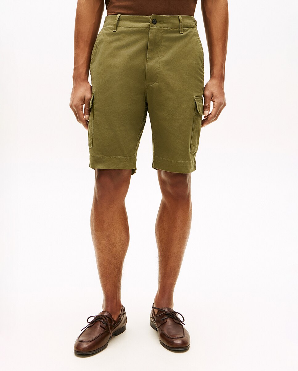 Bermuda de caballero tipo cargo lisa - Tommy Hilfiger - Azul marino Verde militar-2