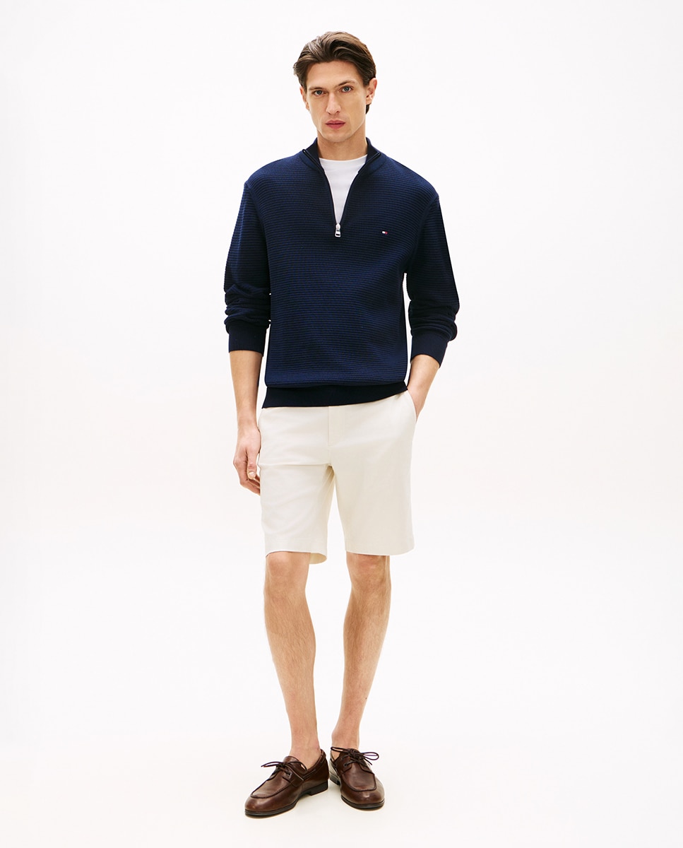Bermudas Estampadas com Bolsos Laterais e Posteriores Branco-1