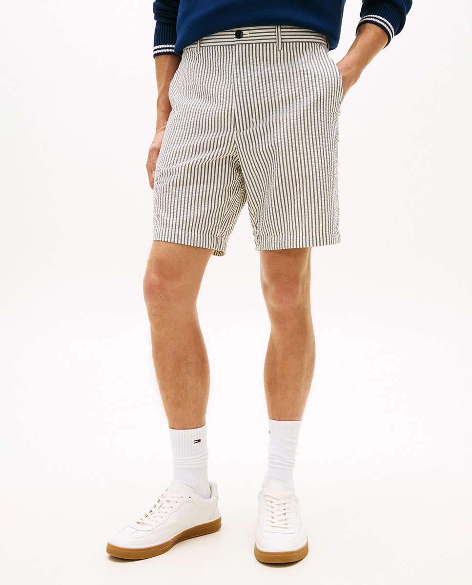 Bermudas Tipo Seersucker Estampadas Branco-2