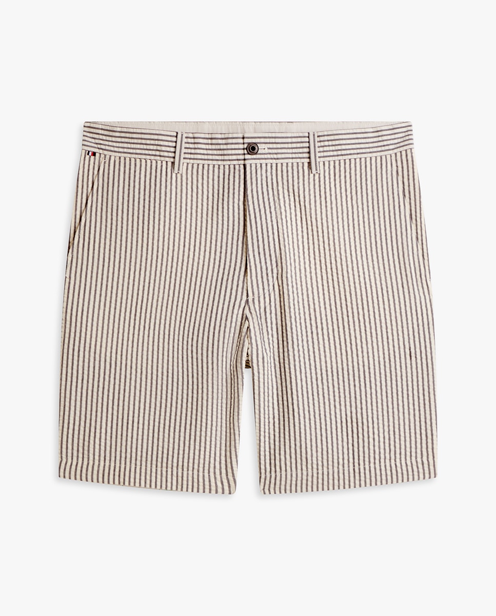 Bermudas Tipo Seersucker Estampadas Branco-5