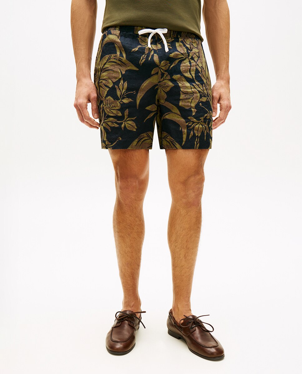 Bermudas de Linho Estampadas Multicolor-2