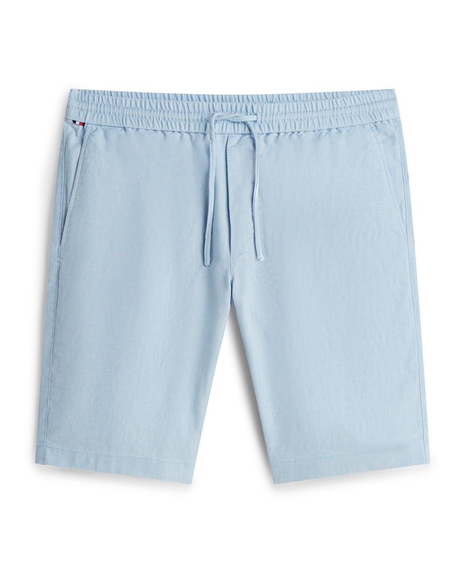 Bermudas de Linho Lisas Azul-claro-1