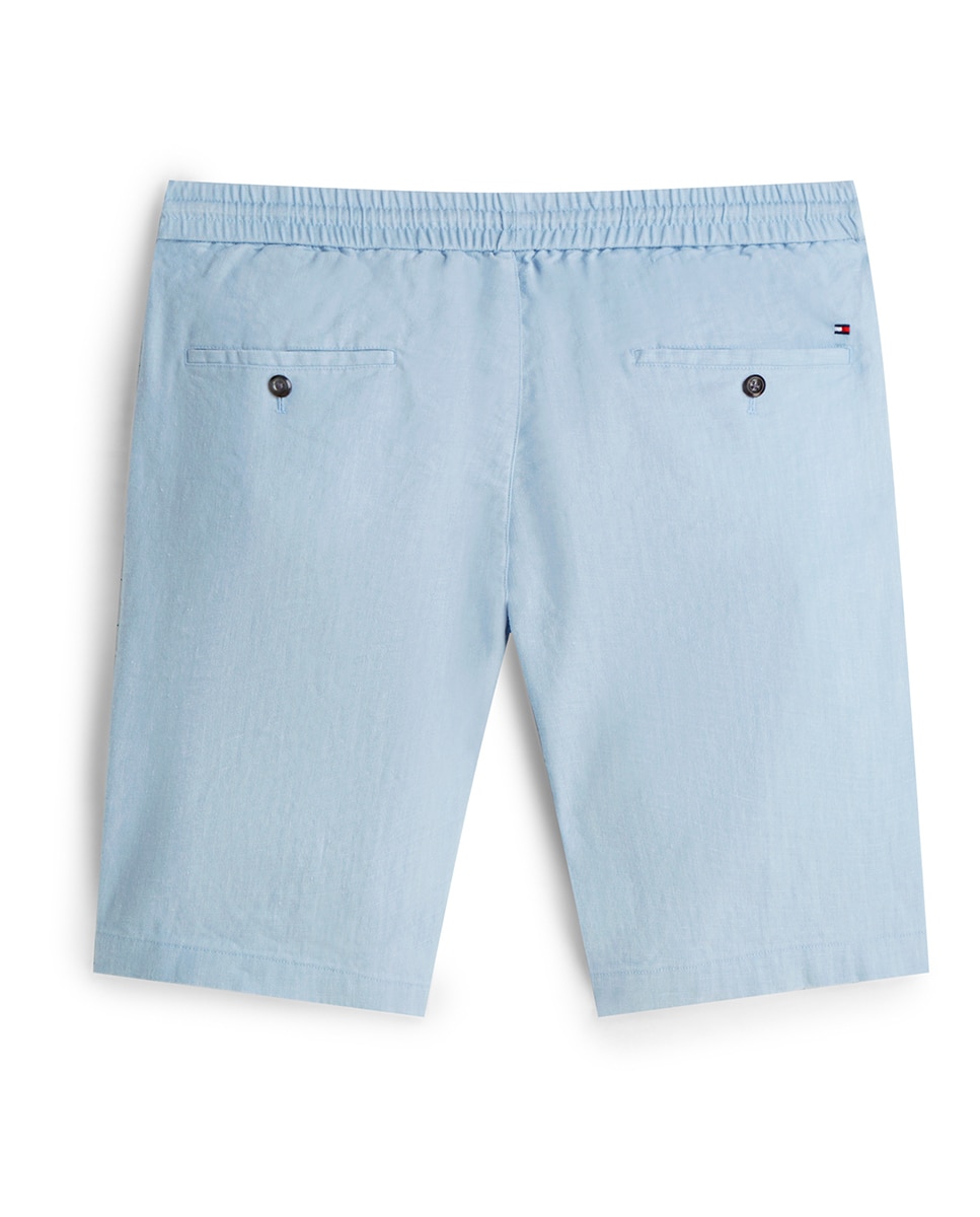 Bermudas de Linho Lisas Azul-claro-2