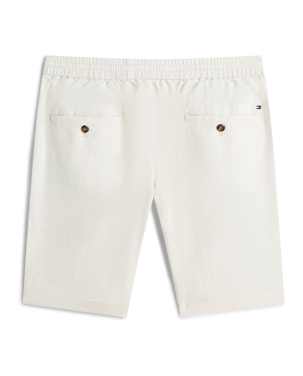 Bermudas de Linho Lisas Branco-2