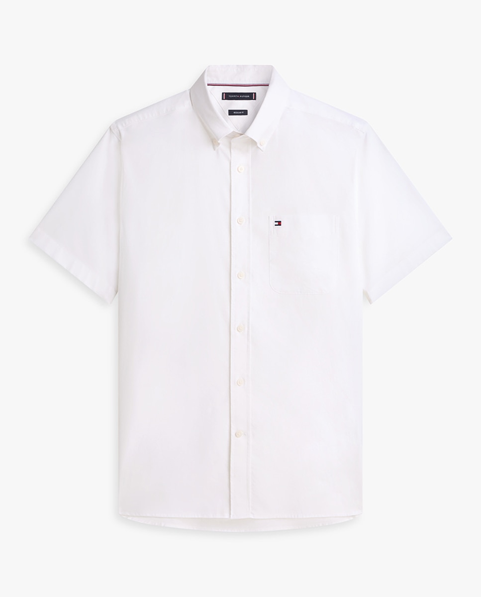 Camisa Oxford Lisa com Manga Curta Branco-4