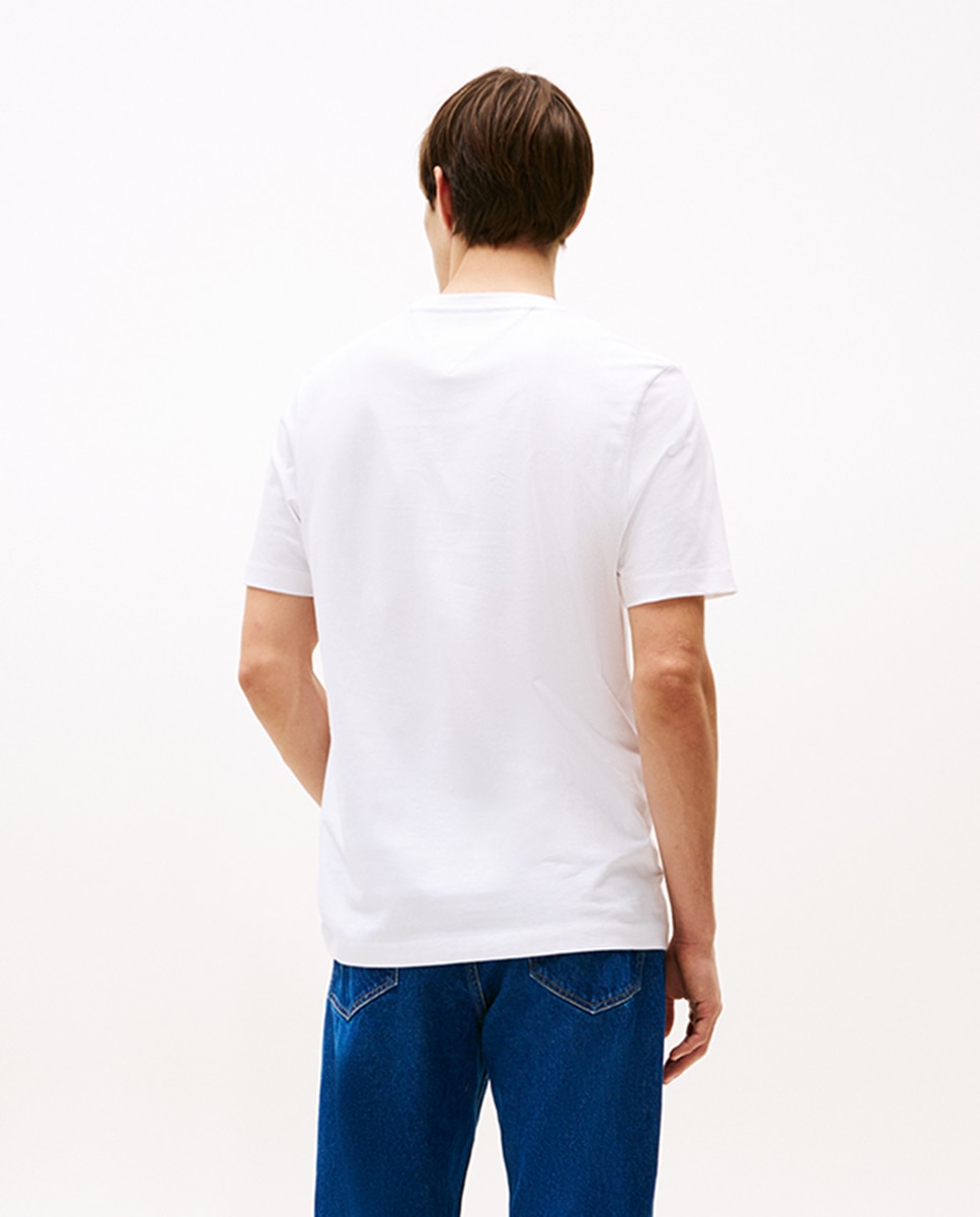 T-shirt de Manga Curta de Algodão com Logótipo Bordado à Frente Branco-2