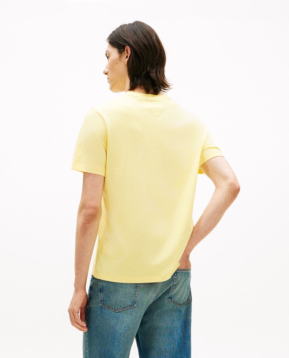 Camiseta de hombre regular de manga corta con bandera bordada - Tommy Hilfiger - Rosa Amarillo-2