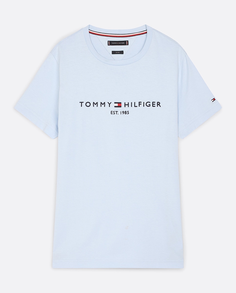 T-shirt de Algodão Orgânico com Manga Curta Azul-claro-4