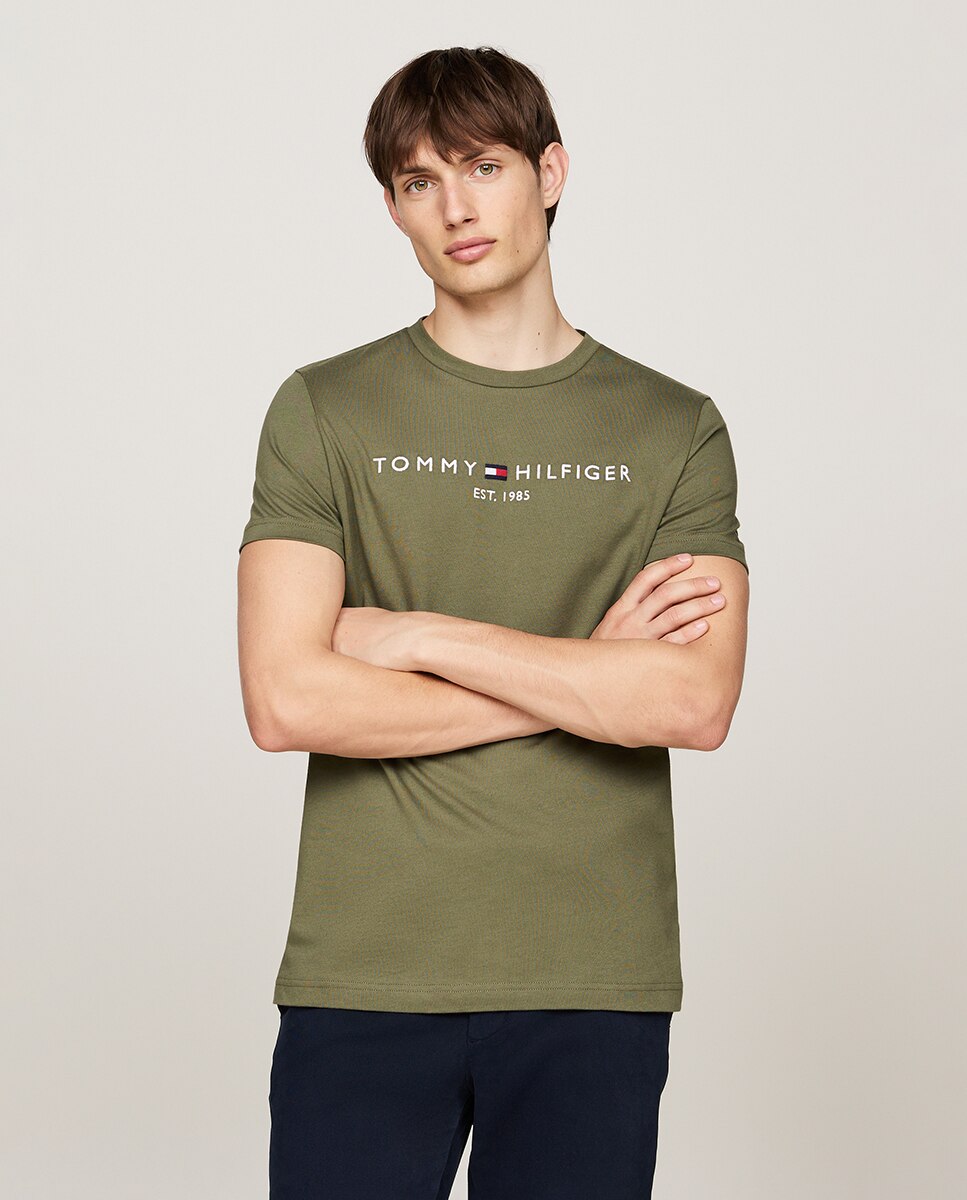 T-shirt de homem vermelha de manga curta Verde-militar-1