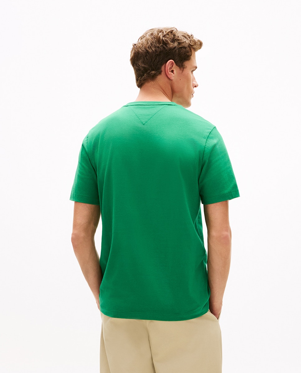 T-shirt Regular de Manga Curta com Bandeira Bordada Verde-2