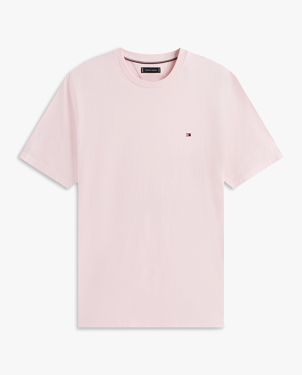 T-shirt Regular de Manga Curta com Bandeira Bordada Rosa-4