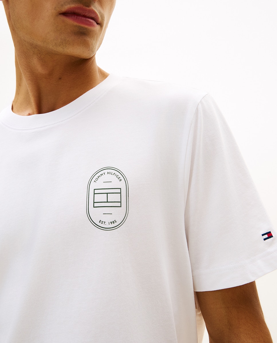 T-shirt de Manga Curta com Gola Redonda Branco-2
